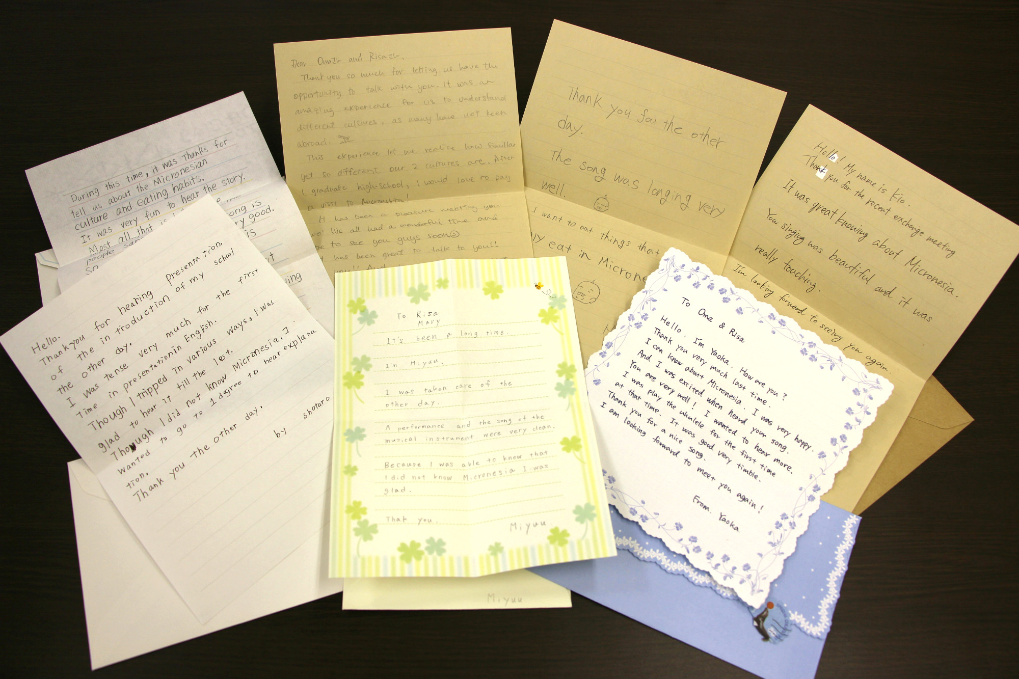 Thank-you Letters from Students at Shotoku Gakuen Junior and Senior High School